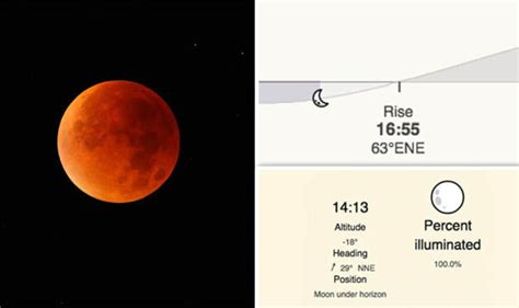 Moon Direction: ↑ 193° South: Moon Altitude: 38.6° Moon Distance: 221,935 mi: Next New Moon: Mar 10, 2024, 4:00 am: Next Full Moon: Mar 25, 2024, 2:00 am: Next Moonset: Today, 5:26 pm